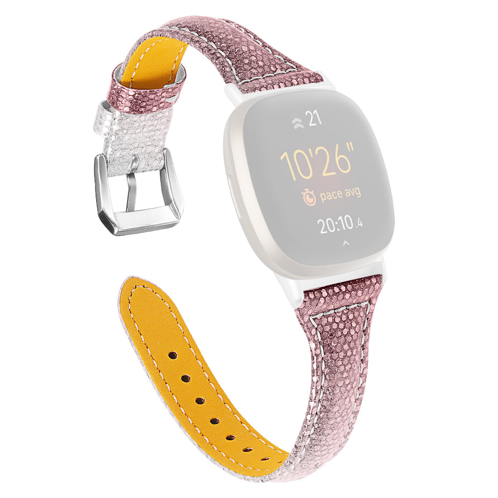 For Fitbit Versa 4 Sense 2 Gradient Glitter Watch Band Genuine Cow Leather Wrist Strap For Fitbit Versa 4 Sense 2 Gradient Glitter Watch Band Genuine Cow Leather Wrist Strap